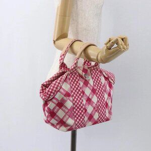 CHANEL Cruise Line Hand Bag Canvas Pink Silver CC Auth 158031